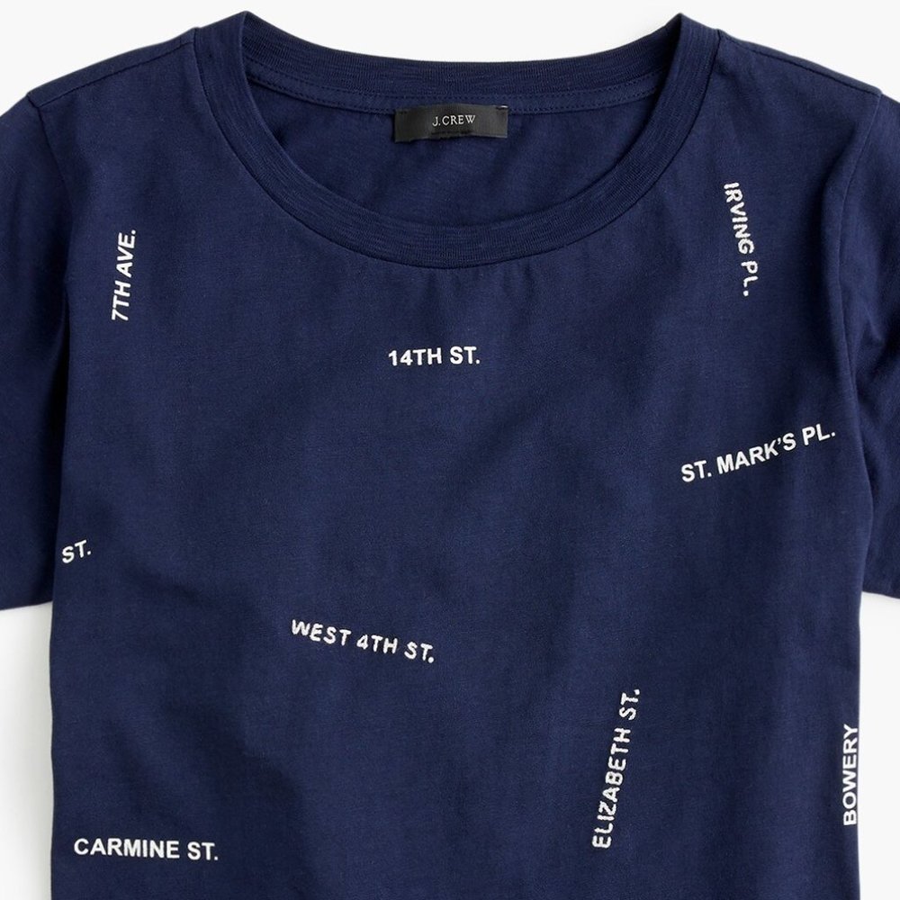 J. Crew Navy NYC Street Names Tee sz M